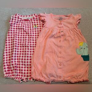 Pink and Red Baby Rompers with Cactus and Butterfly